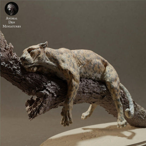 African Leopard on a Tree - Animal Den Miniatures