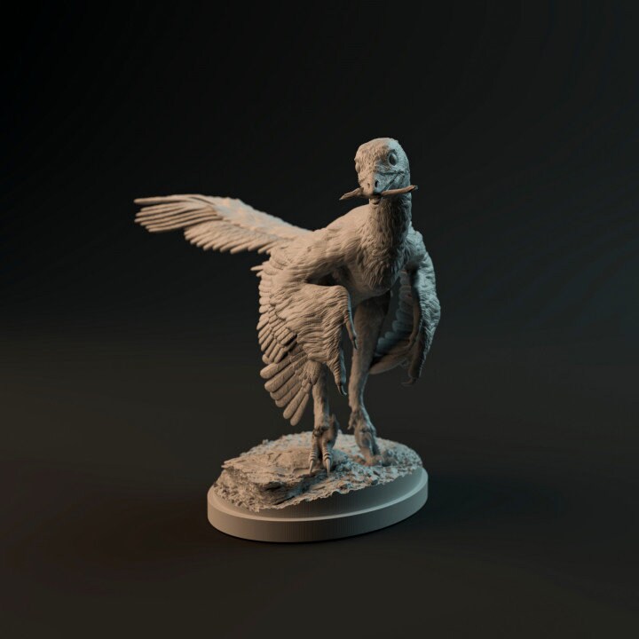 Archaeopteryx cleaning - Dino and Dog Miniatures