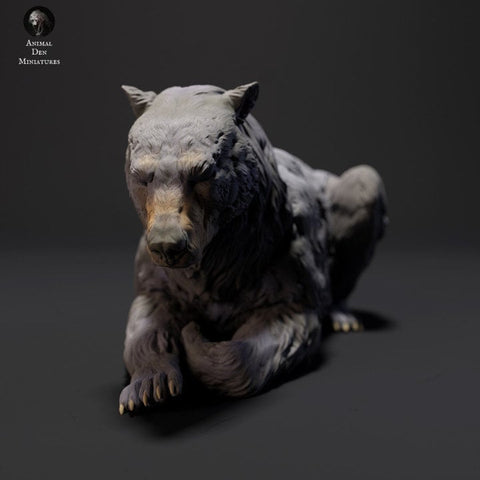 Black Bear Lying - UNPAINTED - Animal Den Miniatures